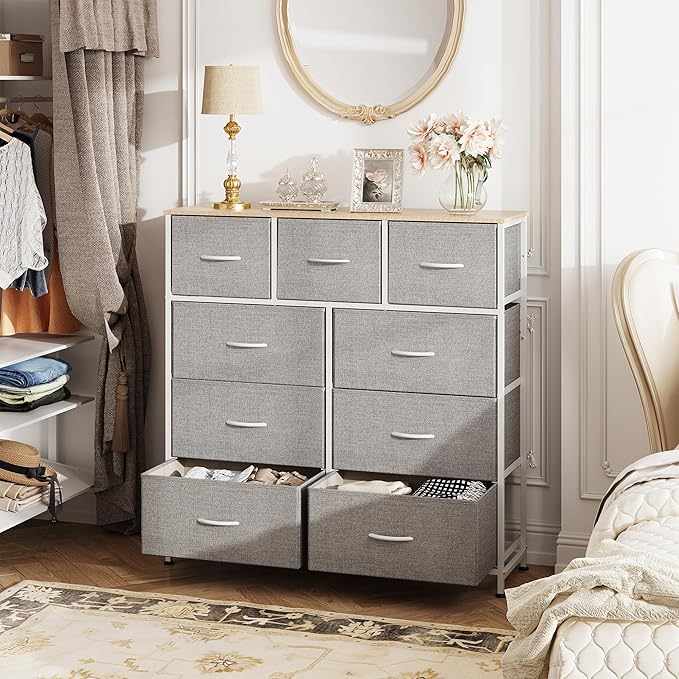 WLIVE 9-Drawer Dresser, Fabric Storage Tower