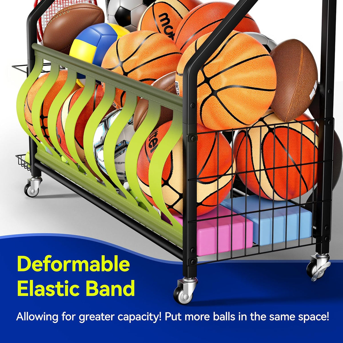 Sports Equipment Organizer, Large Capacity Garage Ball Storage Rack