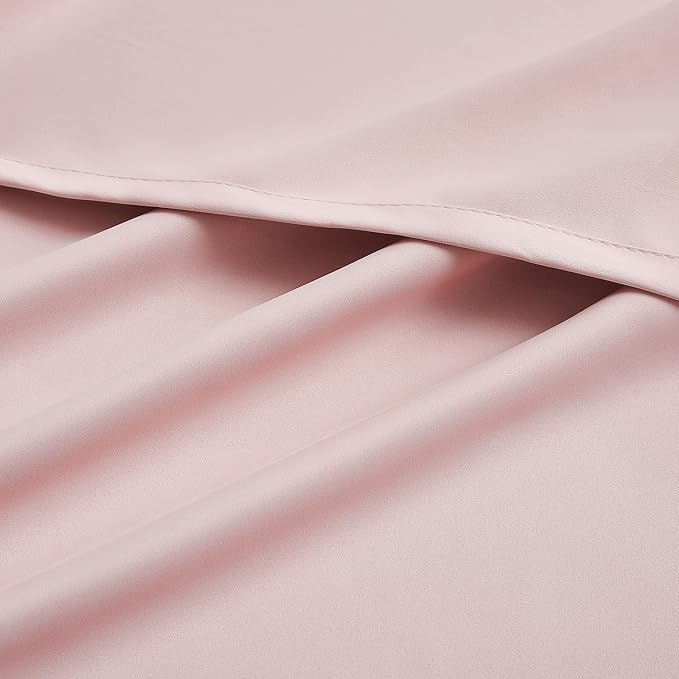 DUALIFE Blackout Curtains Baby Pink 90 Inch Length