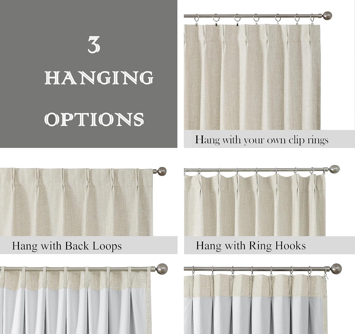 Central Park Sand Pinch Pleat Blackout Curtain Panel with Hooks, 40"x102...