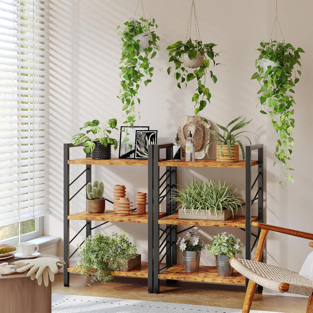 DurayLoly 2 Pieces 3 Tier Bookshelf,Bookcase with Shelves, Storage Shelf
