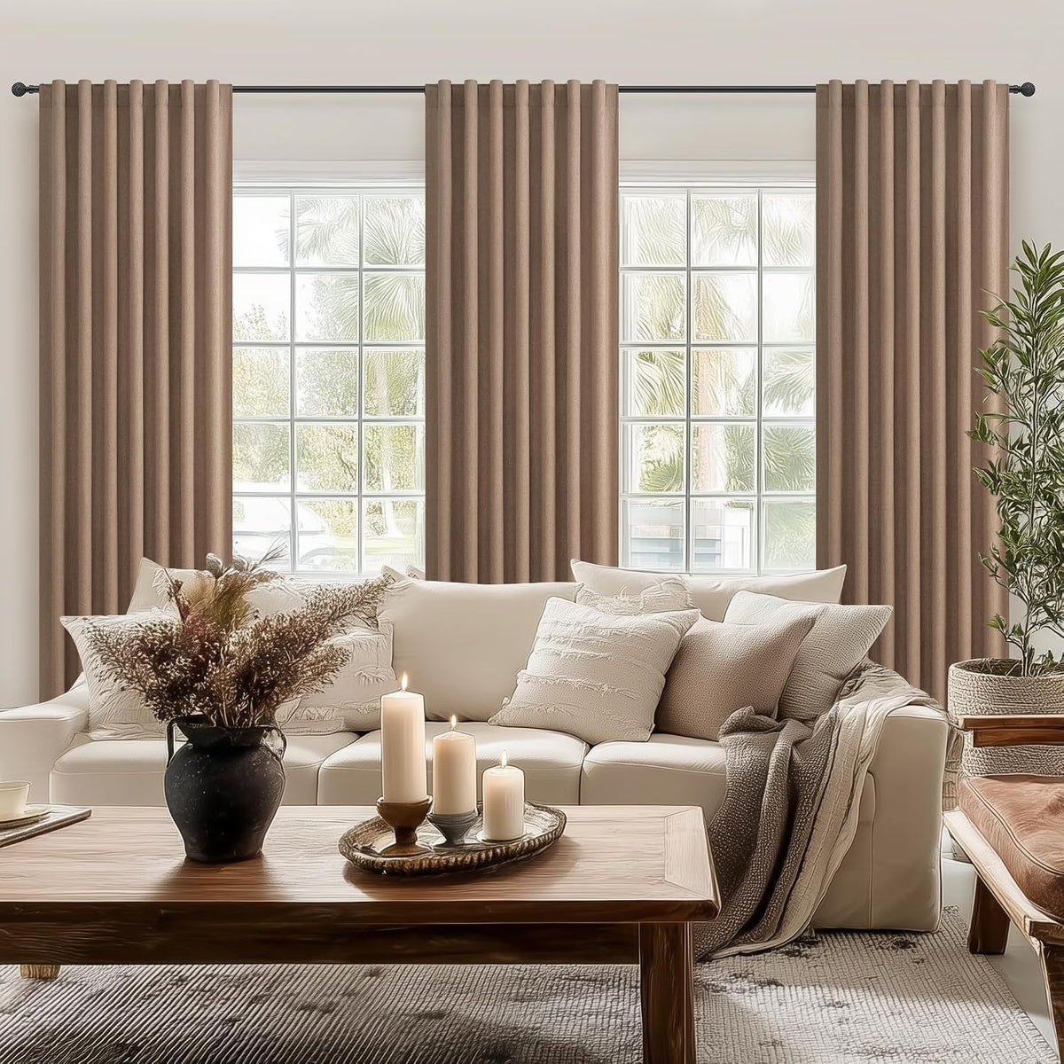 Rust Brown Short Small Window Room Darkening Curtains 54 Inches Long for Bedr...