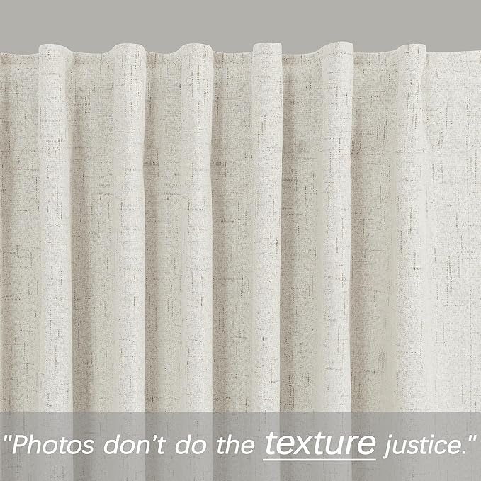 KOUFALL 100 Inch Curtains Long, 52 in Wide, Cream Ivory