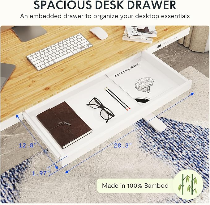 SANODESK Standing Desk with Drawer, Dual Motor 3 Stage Electric Height