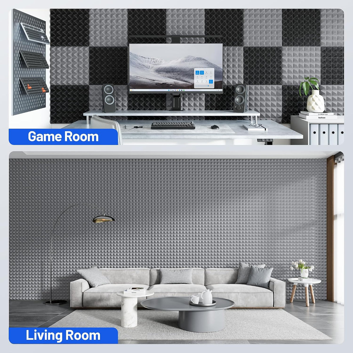 12 Pack Sound Proof Foam Panels for Walls with Self-Adhesive & High Density