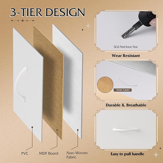 WLIVE White Dresser for Bedroom, 6 Drawer Double Dresser, Fabric Storage Tower