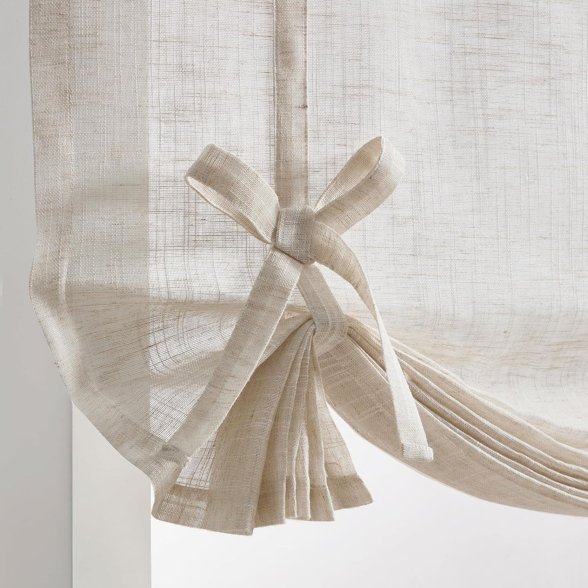 DKNY Balloon Shade Tie Up Curtain - Linen Beige 42" x 63" Light-Fil...