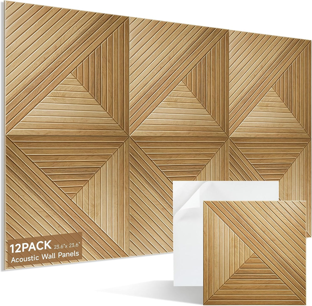 12 Pack Acoustic Wall Panels Peel and Stick, 23.6"x23.6" Sound Abso...