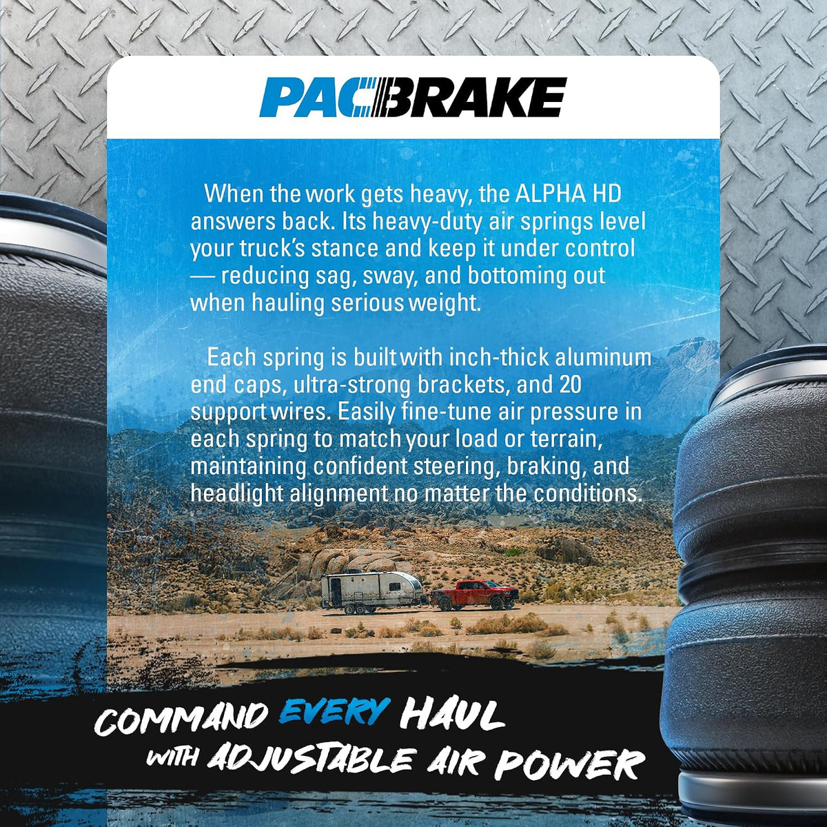 Pacbrake HP10206 ALPHA HD Rear Air Suspension Kit fits 2014-2025 RAM 2500 exc...