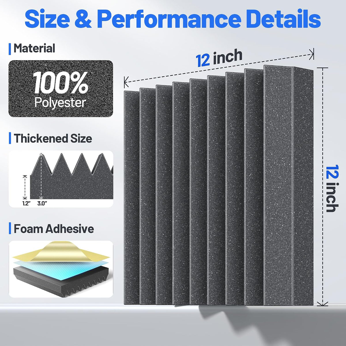 Self-Adhesive Sound Proof Foam Panels For Walls High Density Acoustic Panel