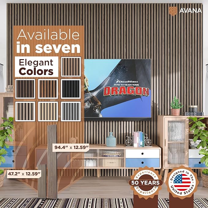 Avana Modern Acoustic Wood Wall Panels – 94.4 X 12.6 Inch Walnut Acoustic