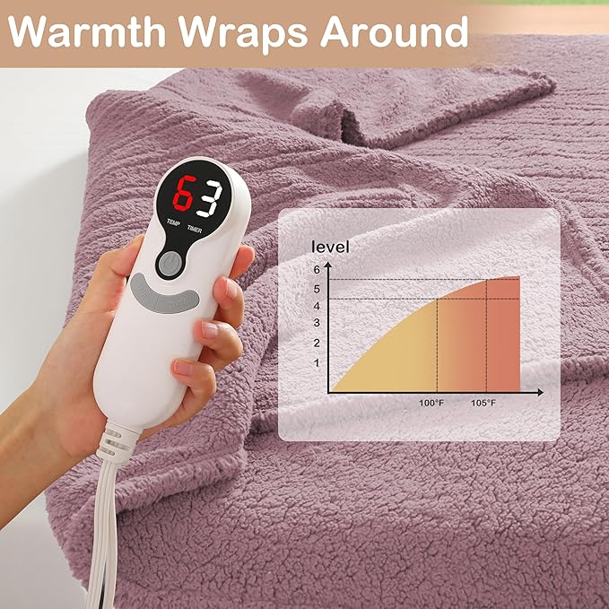 Electric Heated Blanket Queen Size 84"×90" Dual Control, 9 Heating ...