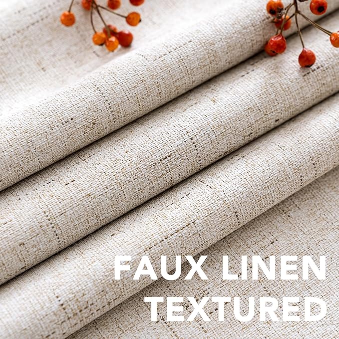 H.VERSAILTEX Blackout Linen Curtains, 100% Blackout Drapes Textured Blackout