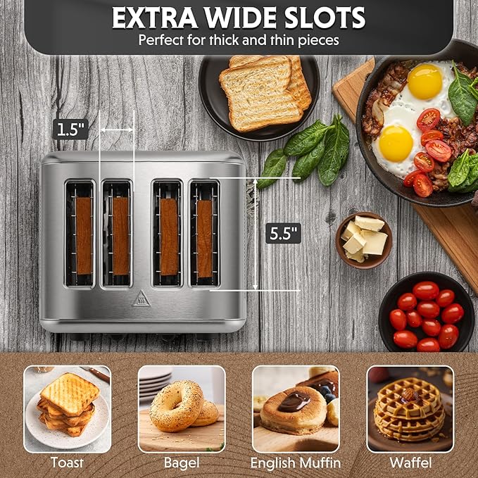 BUYDEEM DT440 4 Slice Toaster, Stainless Steel Toaster