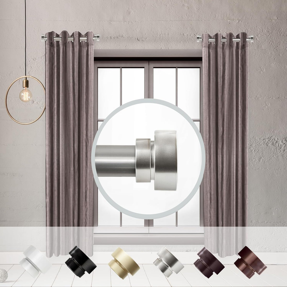 1 inch Side Curtain Rod 12-20 inch (Set of 2) - Satin Nickel