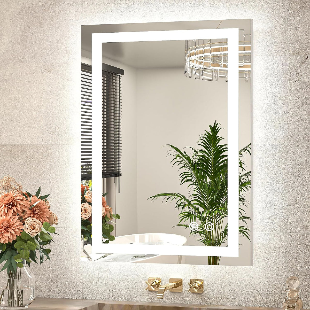 LED Bathroom Mirror 22 x 30 Inch Lighted Bathroom Vanity Mirror with Lights, ...