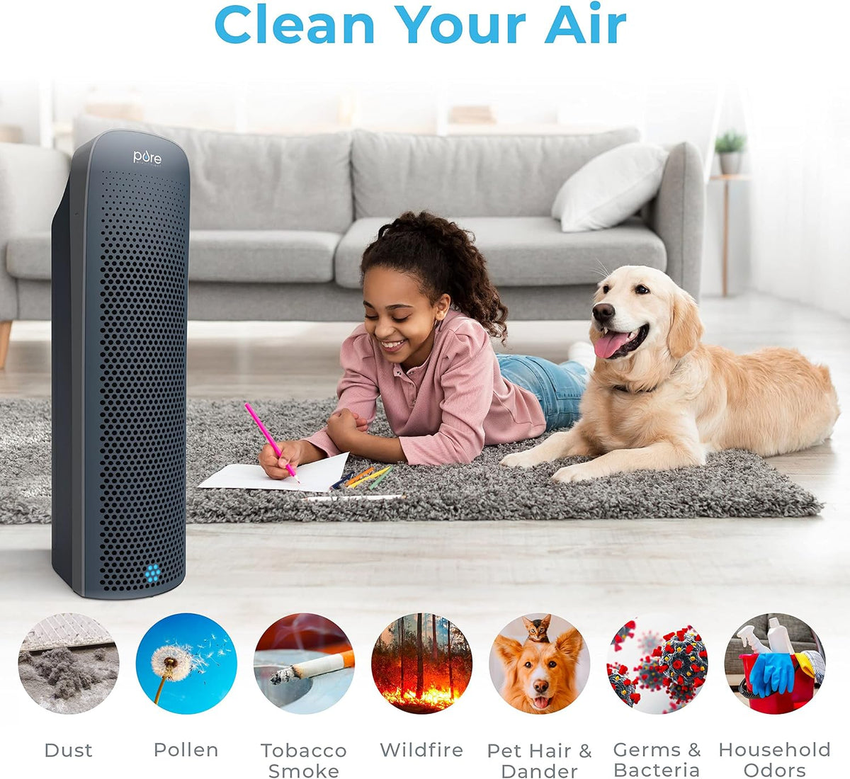Pure Enrichment PureZone Elite 4-in-1 HEPA Air Purifier for Large Rooms