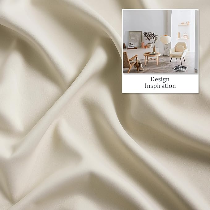 DUALIFE Buttercream Beige Curtains 63 Inch Length Blackout Window Drapes