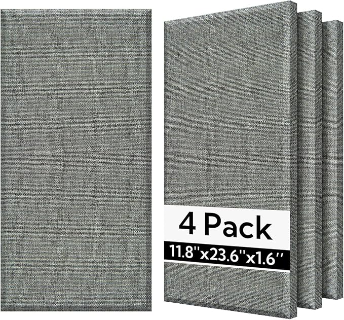 Olanglab Fiberglass Acoustic Wall Panels 4 Pack, 11.8'' x 23.6'&#...