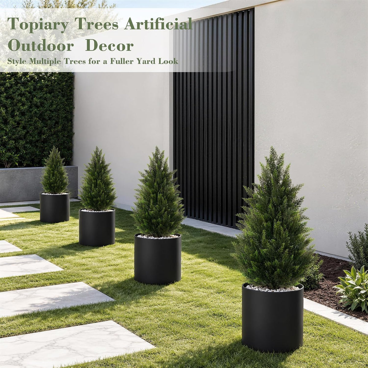 Artificial Topiary Cedar Trees 3FT Tall 2 Sets for Outdoor/Indoor