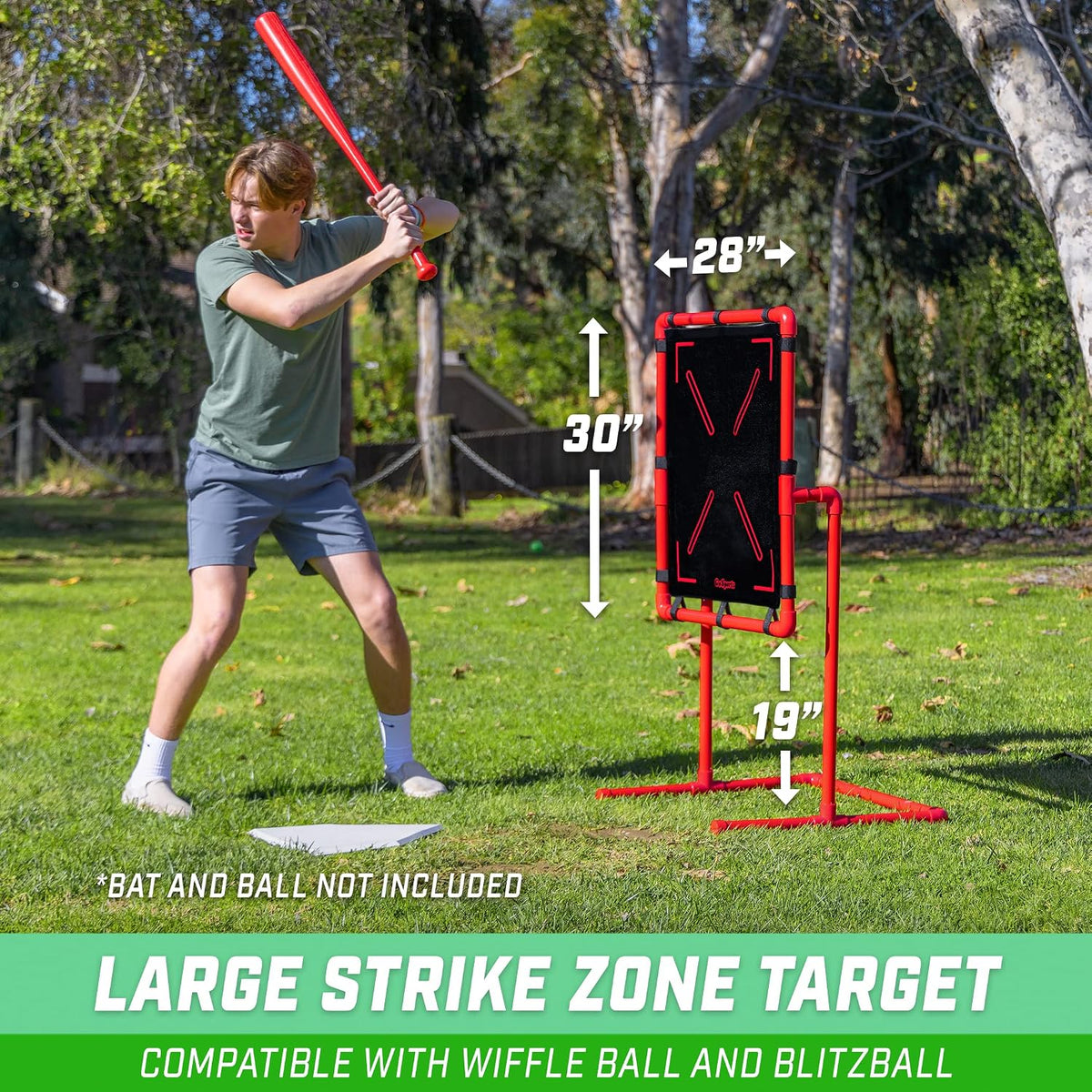 GoSports Baseball Strike Zone Target for Plastic Balls - Compatible with Blit...