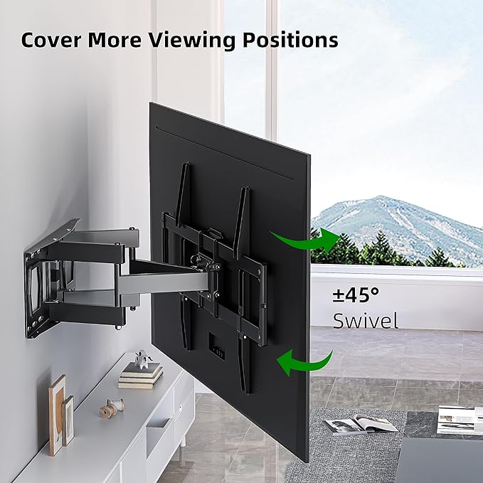 Full Motion TV Wall Mount for Most 37"-84" Flat Screen TV, Swivel o...