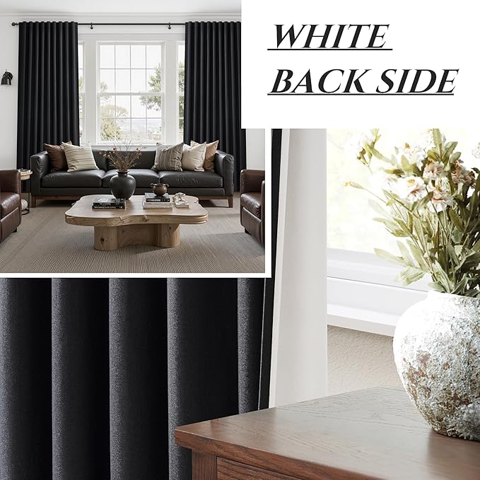 Black Out Curtains 60 Inches Extra Wide Luxury Linen Curtains 96 Inch Length