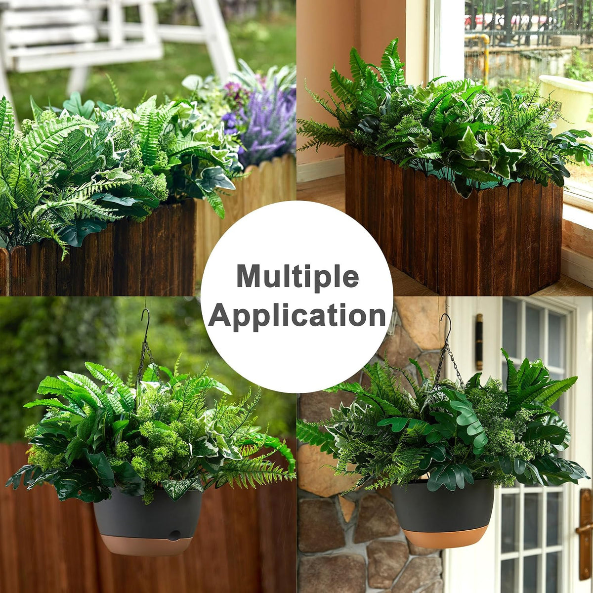 14 Bunches Fake Plants Outdoor, Fake Bushes UV Resistant Artificial Flowers G...