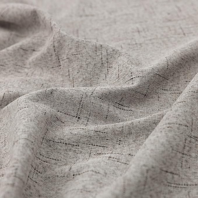 KOUFALL Taupe Back Tab Linen Blackout Curtains