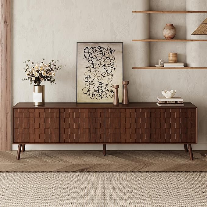 Virubi Mid-Century Modern TV Stand, Entertainment Center