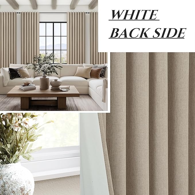 GreyBeige Modern Neutral 90 Inch Blackout Sliding Glass Door Curtains Light a...