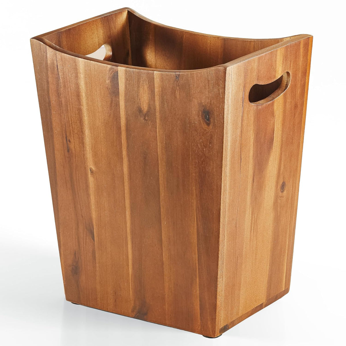 Tidita 2 Gallon Acacia Wooden Wastebasket, Non-Slip Trash Can, Open Top