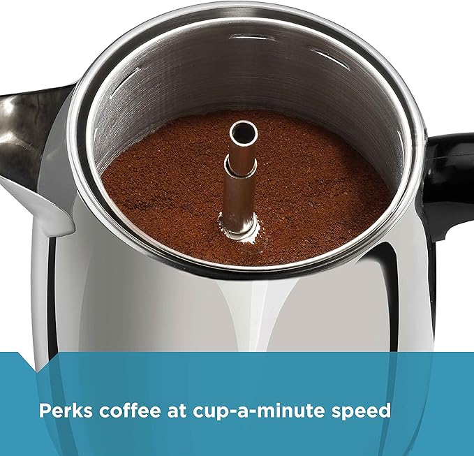 Farberware Electric Coffee Percolator, Stainless Steel Basket, Automatic Keep