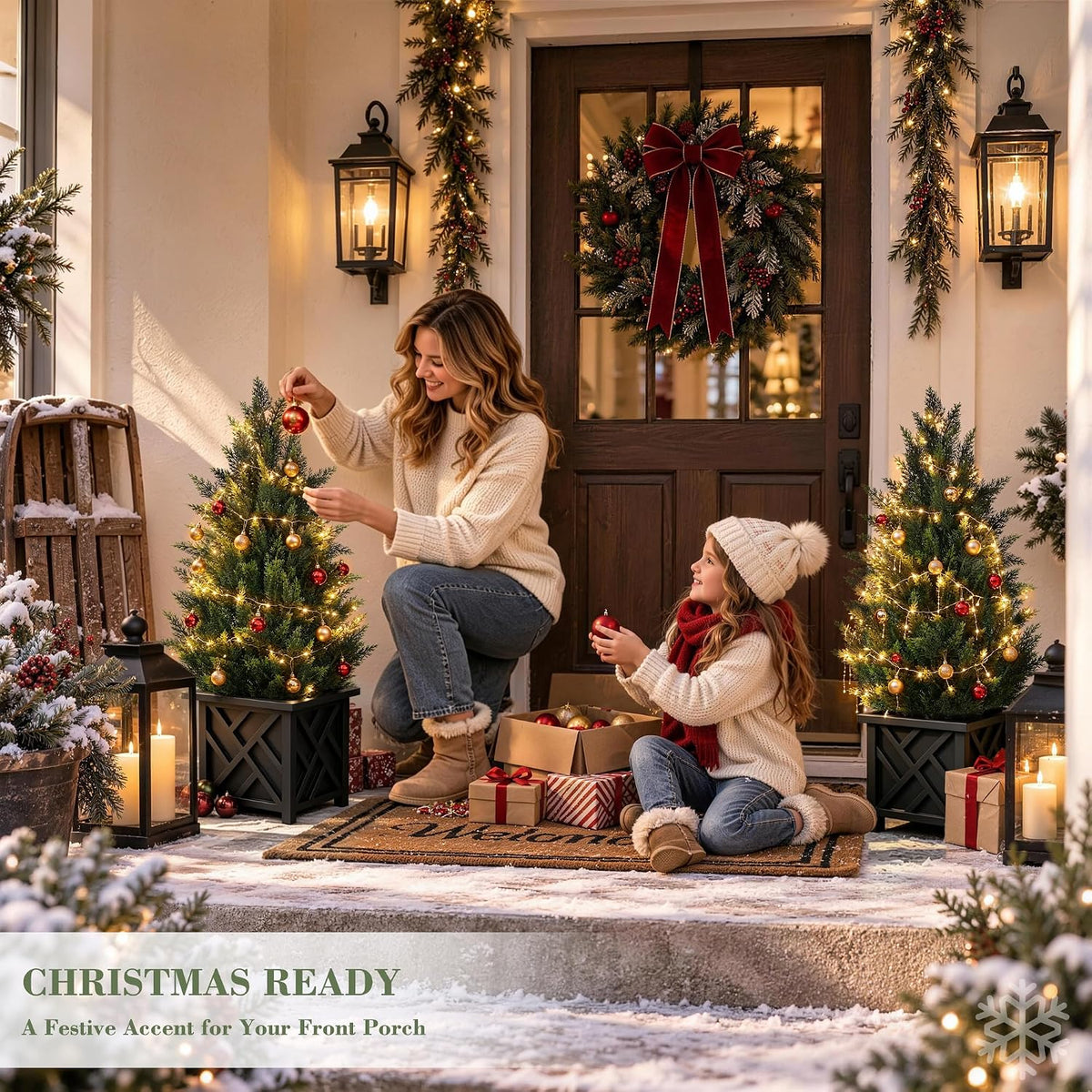 Artificial Topiary Cedar Trees 3FT Tall 2 Sets for Outdoor/Indoor