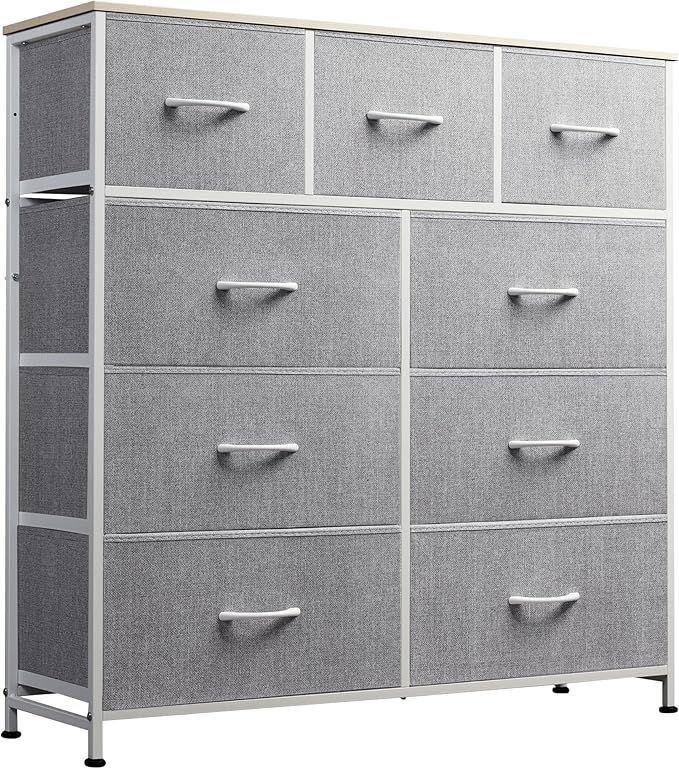 WLIVE 9-Drawer Dresser, Fabric Storage Tower
