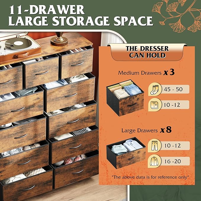 WLIVE Tall Dresser for Bedroom, Fabric Dressers Storage Tower, Dresser & ...
