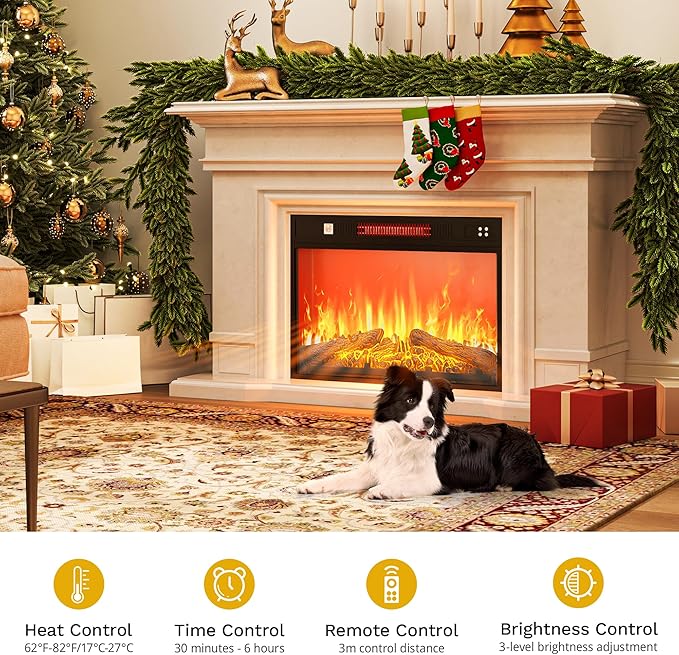 DWVO 23 Inches Electric Fireplace Insert, Recessed Fireplace Heater