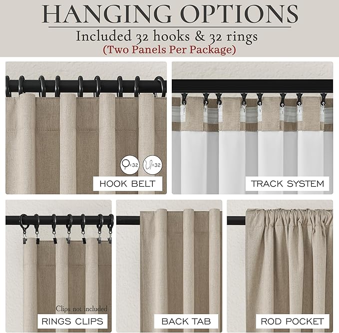 GreyBeige Modern Neutral 92 Inch Blackout Sliding Glass Door Curtains Light a...