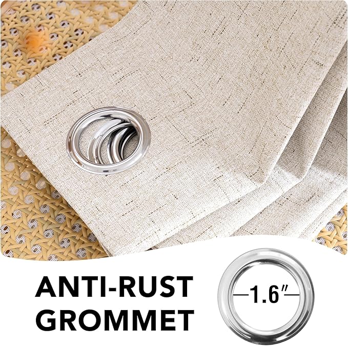 H.VERSAILTEX Blackout Linen Curtains, 100% Blackout Drapes Textured Blackout