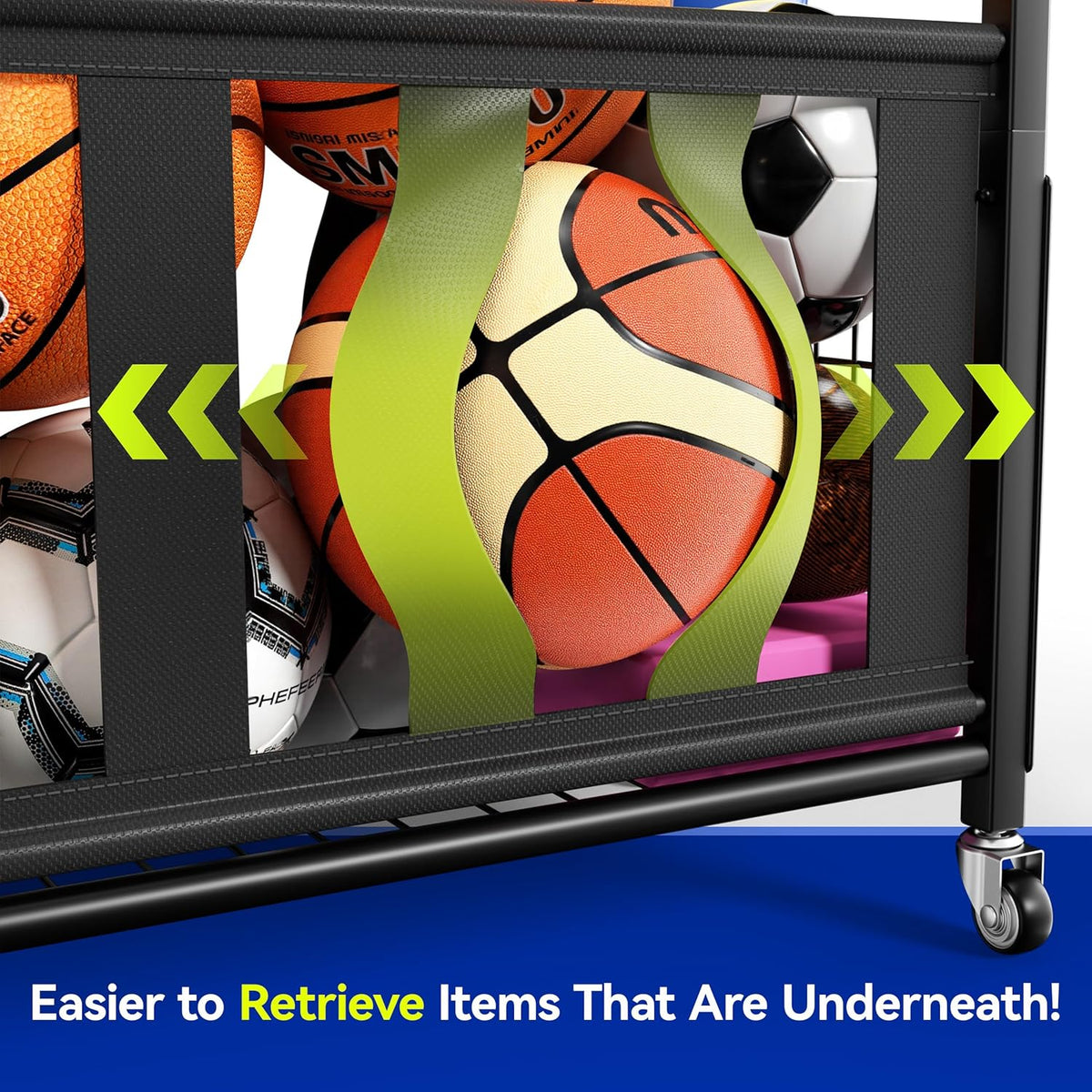 Sports Equipment Organizer, Large Capacity Garage Ball Storage Rack
