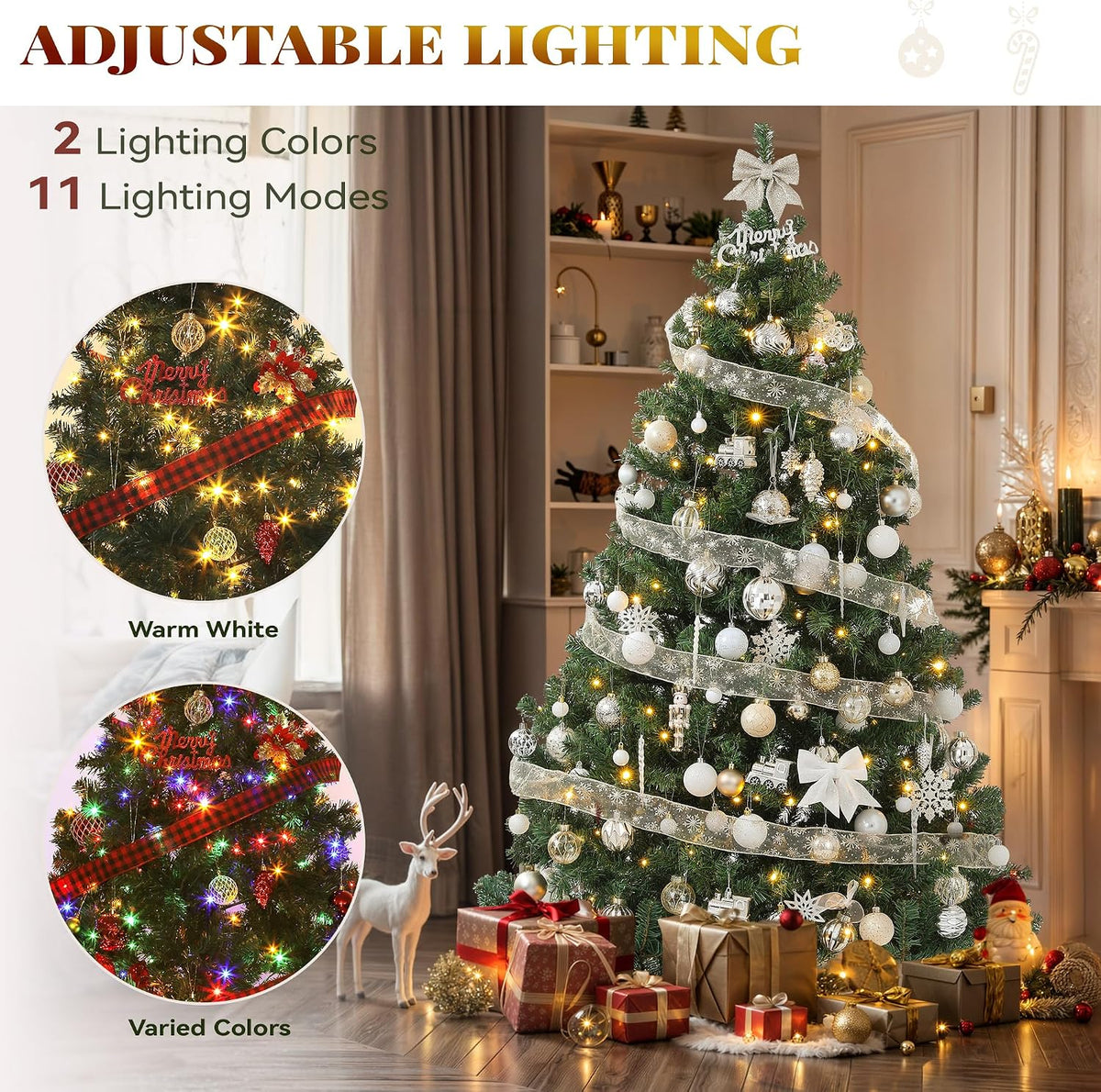 YITAHOME 6ft Prelit Green Artificial Hinged Christmas Tree with Remote