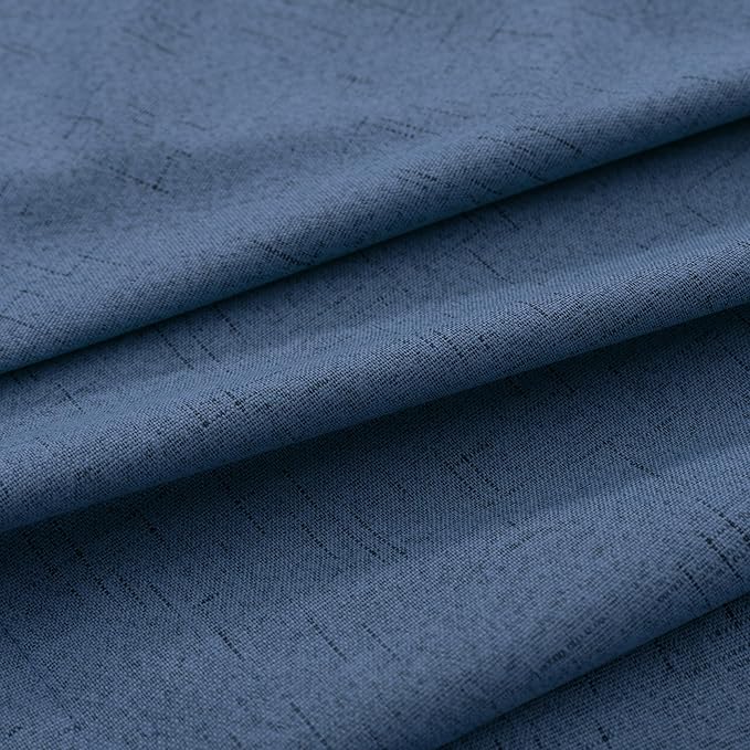 KOUFALL 108 Inch Curtains Blackout 9FT Long Black Out Linen Denim Slate Blue
