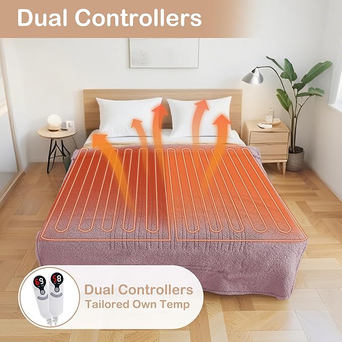 Electric Heated Blanket Queen Size 84"×90" Dual Control, 9 Heating ...
