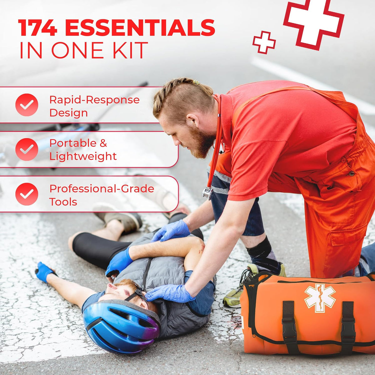 Fully Stocked EMT Trauma Bag – Tactical First Responder Medical Kit with Tour...