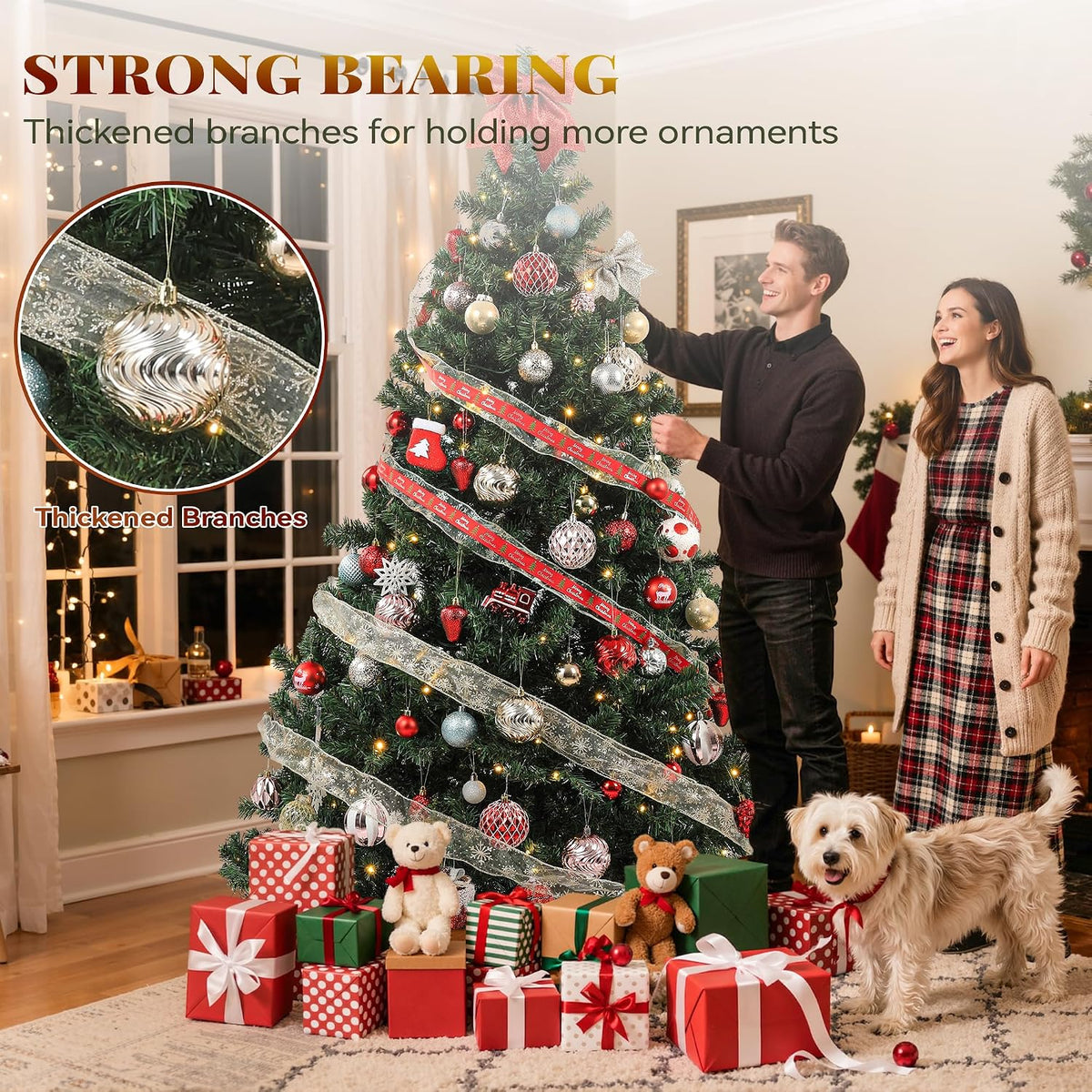 YITAHOME 6ft Prelit Green Artificial Hinged Christmas Tree with Remote