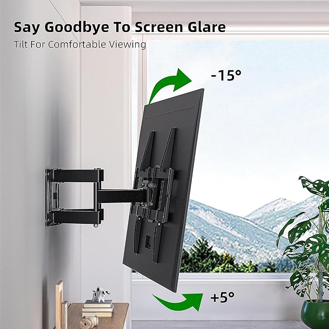 Full Motion TV Wall Mount for Most 37"-84" Flat Screen TV, Swivel o...